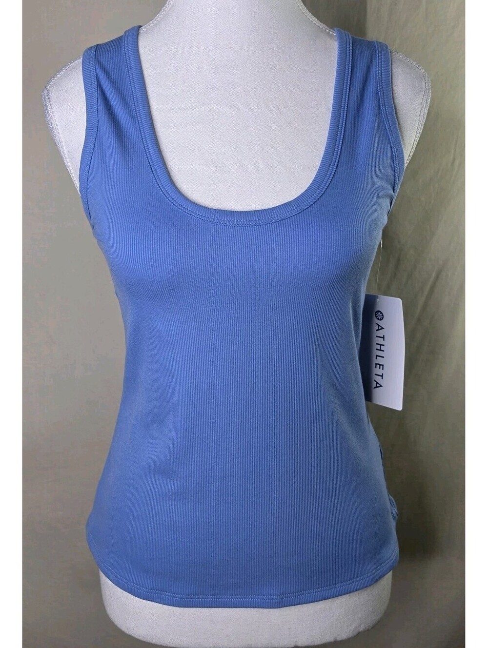 Athleta Signature Rib Scoop Tank S Blue Modal Stretch NWT $45